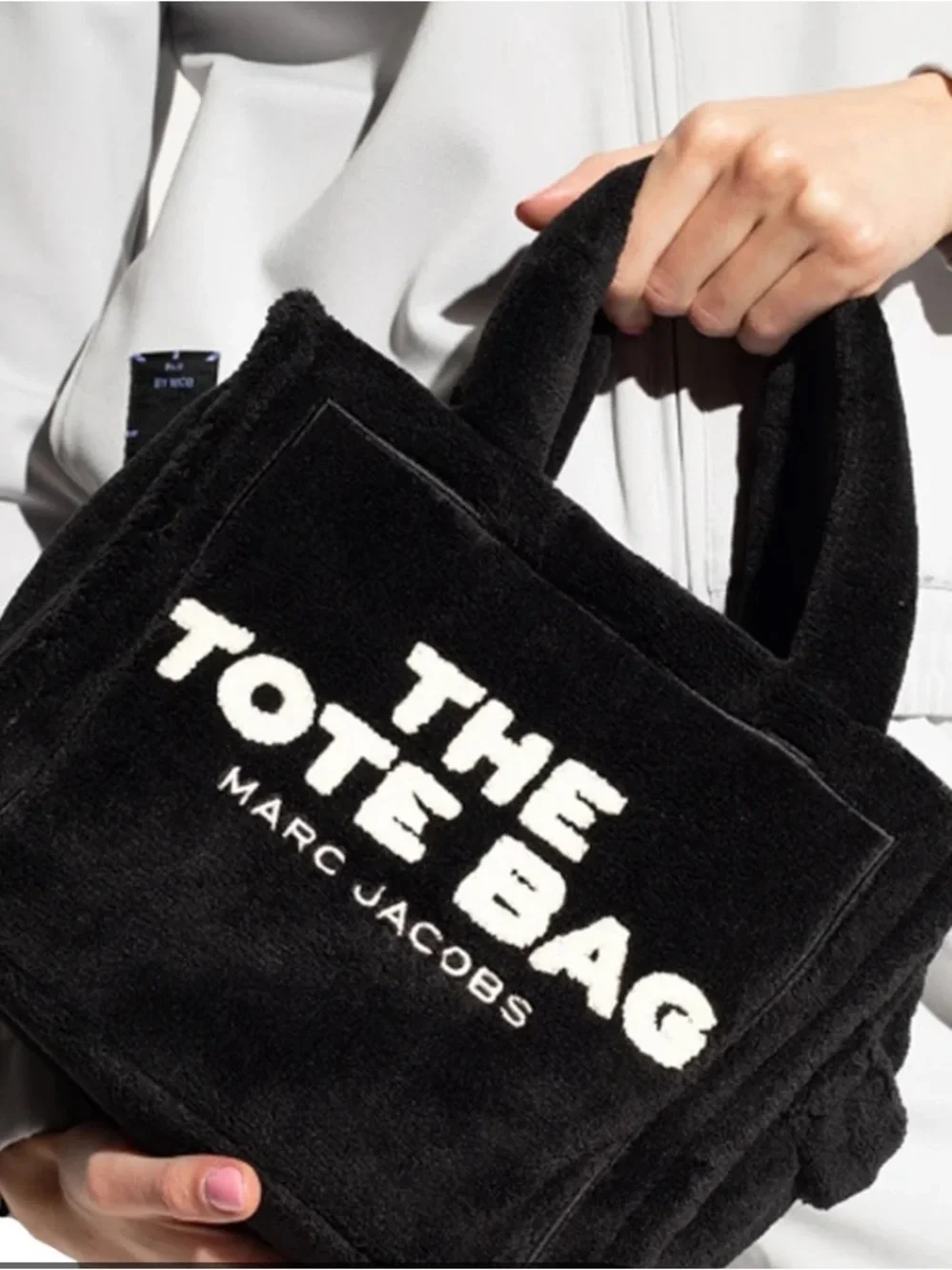 Marc Jacobs Black Terry Cloth Tote with Cream Logo NWT